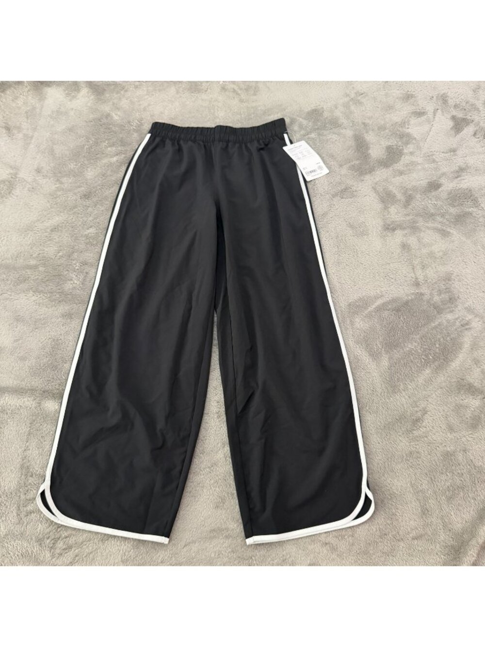 NWT Athleta Journey Crop Pants XXS Black Track Wide Leg Pull On 2XS
